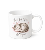 Benim Tatlı Uykucum Uyuyan Kedi Kalp Çizimli Sevgiliye Şirin Kedi Kupa Hediye Bardak