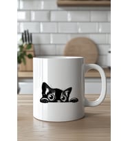 Sevimli Kedi Tasarımlı 330ml Baskılı Beyaz Seramik Kupa Bardak