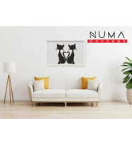 Numa Concept-Kalp Kuyruklu Sevimli Kediler Duvar Tablosu-Dekor Ürünü-Kedi-Mdf (Siyah)