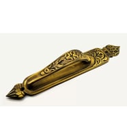 Antika Tarz Dekoratif Pirinç Kubbeli Çekme Kapı Kolu - 396x68 mm, Antik