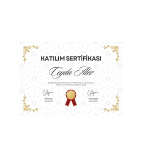 Beyaz ve Sarı Etkinlik Katılım Sertifikası