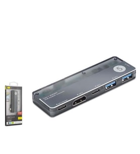 iETOP TUH353 Type-C 3.1 Gen1 Combo Hub PD HDMI 4K 5 Port 5 Gbps Alüminyum Gri