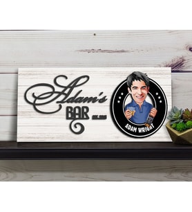 BK Gift Kişiye Özel Karikatürlü Kabartma Tasarım Antik Beyaz Ahşap Bar Tabelası, Home Bar Tabela, Rustik Ev Dekorasyonu, Duvar Dekoru-9