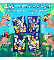 4 Set - 40 Parça Tox Meslekler, Aile Bireyleri, Evcil ve Vahşi Hayvanlar Parmak Kukla T771 T781 T761 T751