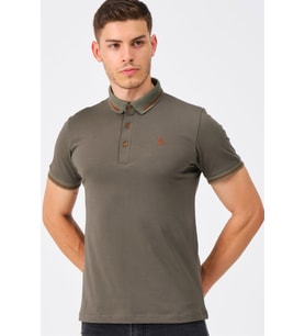 T8586 DEWBERRY ERKEK POLO YAKA T-SHIRT-HAKİ