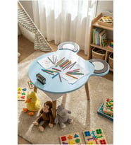 Çocuk Masası Happy Face 50×60×48 cm – Oyun, Boyama ve Etkinlik Masası Mavi