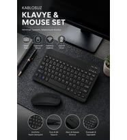 Bluetooth Klavye ve Mouse Seti Taşınabilir Wireless Bilgisayar Aksesuarı