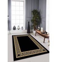 Siyah Gold Çerçeveli Kaymaz Tabanlı Dekoratif Halı AR136 - 100 x 160 cm