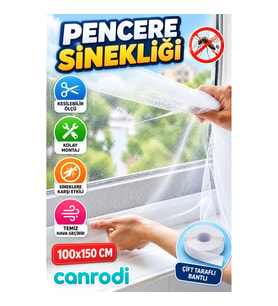 100x150 CM Kesilebilir Tül Pencere Sinekliği – Çift Taraflı Bantlı Kolay Montaj