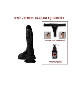 20,5 cm Belden Bağlamalı Realistik Dildo Penis Set