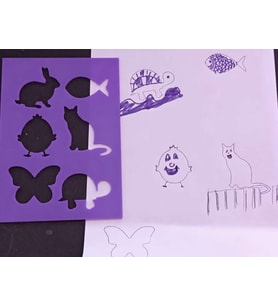 3D Baskı Hayvan Figürleri Çizim Şablonu - Çoklu Desen Kalıbı - Mor