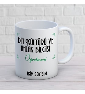 Kişiye Özel Din Kültürü ve Ahlak Bilgisi Öğretmeni Baskılı Kupa, İsimli Öğretmenler Günü Hediyesi