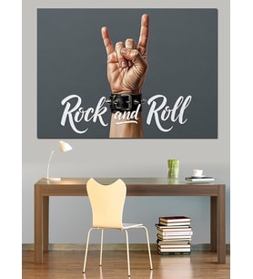 Rock And Roll İşareti Dekoratif Kanvas - Mdf Ahşap Tablo