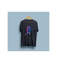 Oversize Dijital Tasarım Futbolcu Baskılı Unisex T-shirt (Siyah)