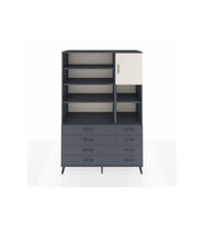 Hyperion Dolap 8 Raflı 8 Çekmeceli Tek Kapaklı  132x44x195 Antrasit-Aytaşı/Antrasit