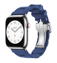 Apple Watch 7 41mm Uyumlu Kordon Silikon Sportif Görünümlü Yumaşak Esnek KRD-94 Kayış (Lacivert)