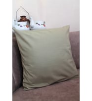 Yağ Yeşili Premium %100 Pamuklu Fermuarsız Kırlent Kılıfı 43x43cm