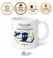 Güvenlik Görevlisine Nöbet Turu Kamera Ekranı Ziyaretçi Kaydı Hediye Kupa Bardak