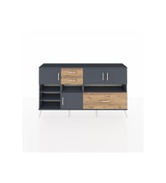 Arges Konsol 7 Raflı 3 Çekmeceli 4 Kapaklı 176x30x99 Antrasit-Antrasit/Çam