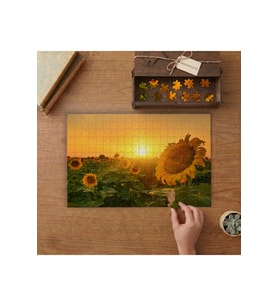 Ayçiçeği - Günbatımı Tasarımı 240 parça Ahşap Puzzle Ahşap Kutuda MP08477