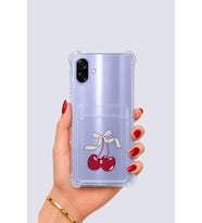 Samsung Galaxy A07 Kartlıklı Kiraz Desenli Kılıf - GLST3006-6448