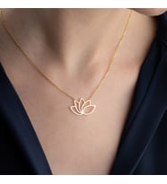 Vaoov 925 Ayar Gümüş Modern Lotus Çiçeği Kolye (Gold)