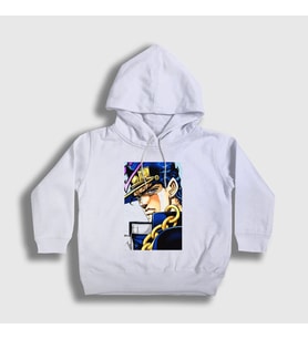 Presmono Unisex Çocuk Beyaz Jotaro Kujo V2 Anime Jojo Kapüşonlu Sweatshirt 322352tt