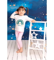 Pia Baby Premium %100 Pamuk İsme Özel Çocuk Pijama Takımı 1-8 Yaş 5055-14 (Pembe)