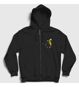 Presmono Unisex Siyah Mono And Six Little Nightmares Fermuarlı Kapüşonlu Sweatshirt 160140tt