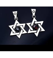 Paslanmaz Titanyum Çelik  Zirkon Taşlı Jewish Star Davud Yıldızı Kolye (Kırmızı)