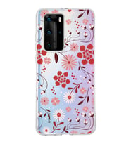 Huawei P40 Pro Uyumlu Kapak Flowers Tasarımlı Şeffaf Silikon Kılıf