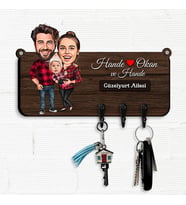 Biricik Ailem Bebekli Karikatürlü Anahtar Askısı
