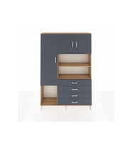 Arges Gardrop 7 Raflı 4 Çekmeceli 3 Kapaklı 132x30x195 Çam-Antrasit
