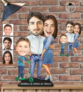 Kişiye Özel Aile Ahşap Biblo ve Anahtarlık 2 li set-26