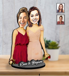 Kişiye Özel Bride To Be Bekarlığa Veda Karikatürlü İki Katmanlı Biblo Mod4