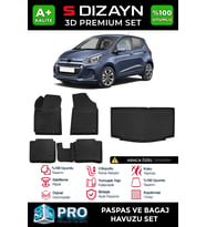 S-Dizayn Hyundai i10 3D Pro Havuzlu Paspas ve Bagaj Havuzu Seti (2'li SET) 2013-2019 A+ Kalite