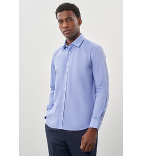 Sert Yaka Uzun Kol Filafil Slim Fit Pamuklu Gömlek 1004260008