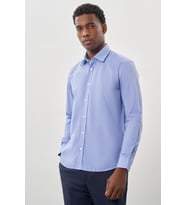 Sert Yaka Uzun Kol Filafil Slim Fit Pamuklu Gömlek 1004260008