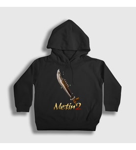 Presmono Unisex Çocuk Siyah Essential Oyun Metin2 Kapüşonlu Sweatshirt 521560tt