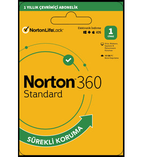 Norton 360 Standart 1 Cihaz / 1 Yıl Dijital Lisans + 10 GB Bulut Yedek