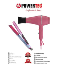 Powertec TR-501 Profesyonel Pembe Renkli Fön + TR-2830 IonTech Saç Düzleştirici