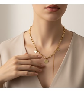 STİL İNCİSİ/XUPING JEWELRY ZİNCİR KALP MODEL KOLYE (Altın)
