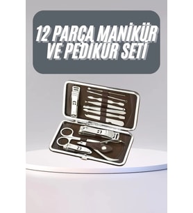 12 Parça Manikür Pedikür Seti Tırnak Bakımı Nasır Temizleme El Ayak Bakımı