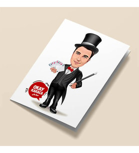 Kişiye Özel İlizyonist Erkek Karikatürlü Tebrik Kartı