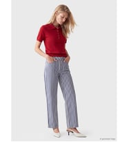 LCW Jeans Lacivert Çizgili Straight Fit Kadın Jean Pantolon