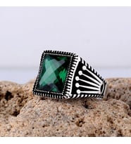 Yeşil Renk Zirkon Taşlı 925 Ayar Gümüş Yüzük
