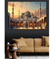 Gün Batımında Tarihi Camii Avlusu Dekoratif Kanvas - Mdf Ahşap Tablo