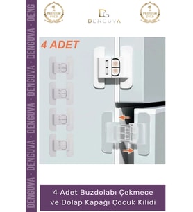 #Kilit Çift Butonlu Emniyet Bebek Güvenlik Buzdolabı Çekmece Koruyucu Dolap Kapağı Çocuk Kilidi - 4