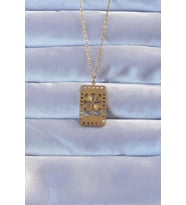 316L Altın Renk İşlemeli Yonca Model Vintage Kolye 5886