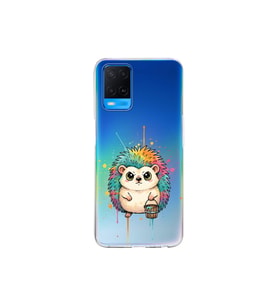 Oppo A54 4G ile Uyumlu Splash Kirpi Tasarımlı Şeffaf Silikon Kılıf